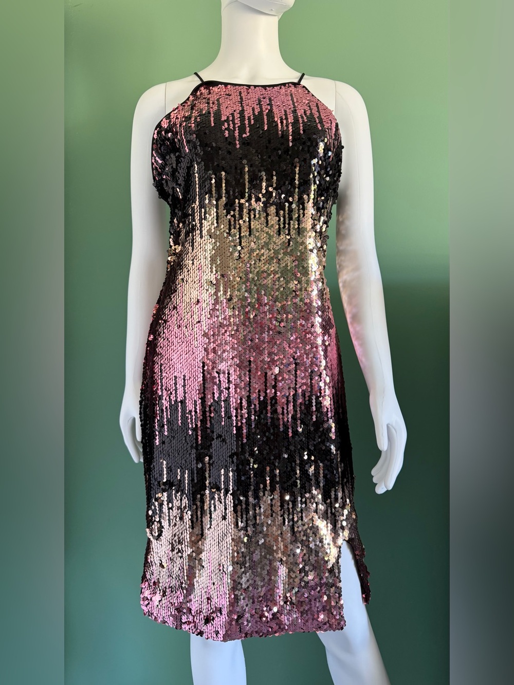 VENUS Black/Rose/Gold Ombre Sequin Shift Dress
